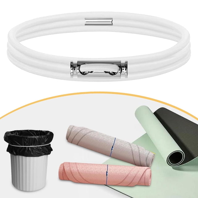 Elodie Trash Can Rubber Band Adjustable Garbage Can Band for Office Tablecloth Yard white 140cm