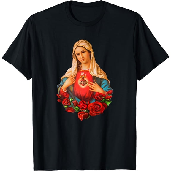 Mary Mother of God Heart of Virgin Mary Classic Catholic Tee T-Shirt