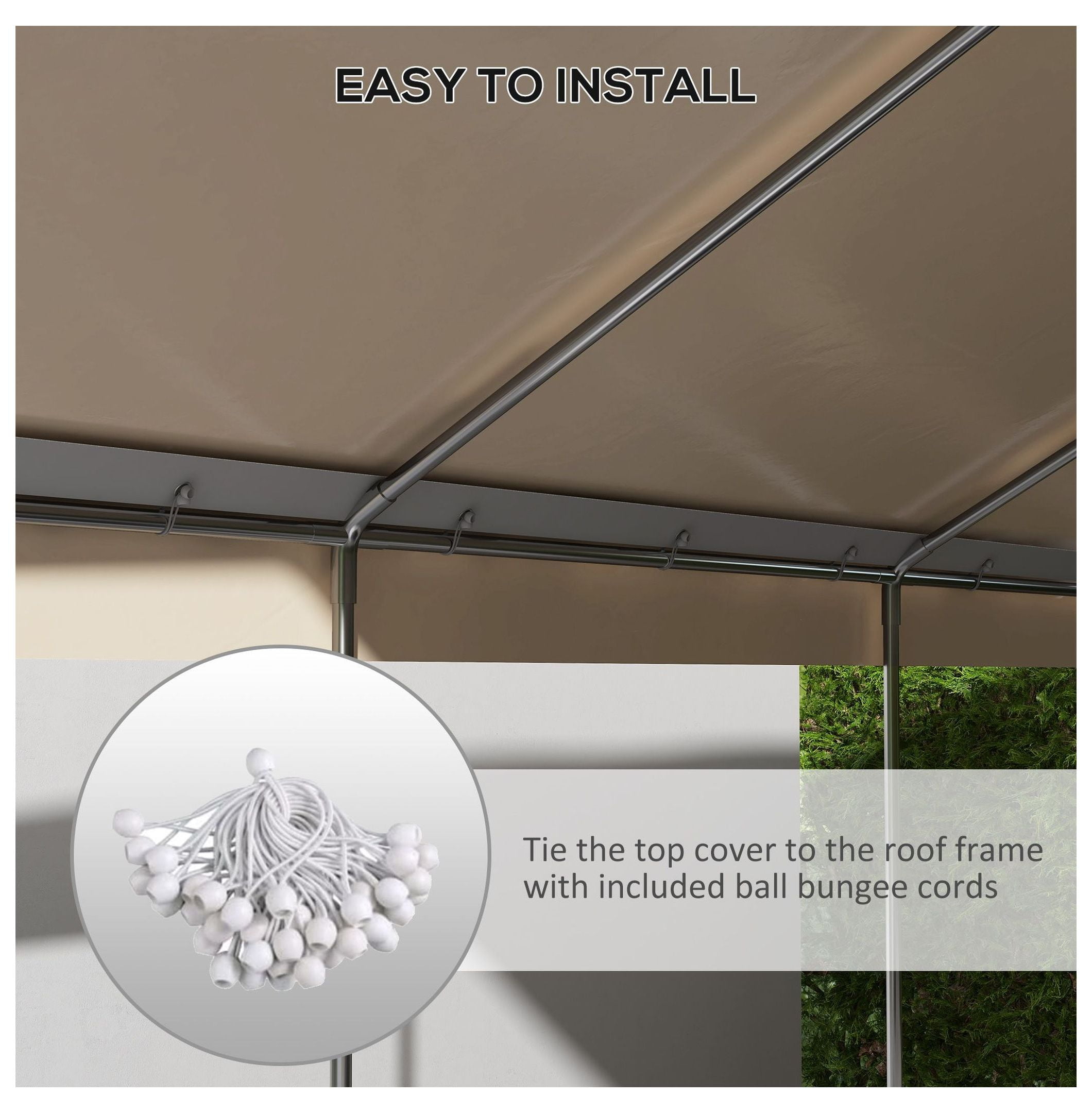 10x20ft Carport Roof Replacement Canopy, UV Resistant, Beige - Fits 84C-378V00 & 84C-206 Series