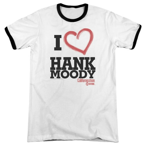 Californication I Heart Hank Moody Adult Ringer T-Shirt White Black