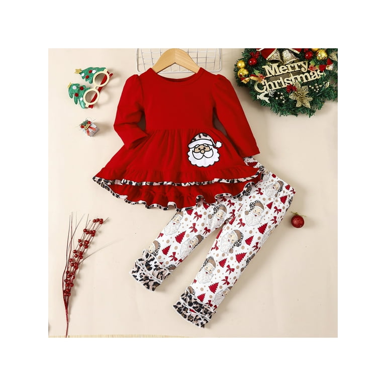 Bagilaanoe 2Pcs Toddler Baby Girl Christmas Outfits Long Sleeve A