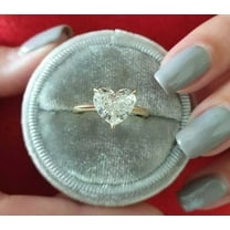 4Ct Heart Lab Created Diamond Solitaire Engagement Ring 14K Yellow Gold Plated Silver