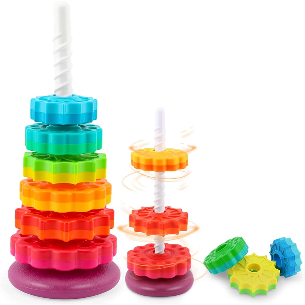SUTENG Baby Spinner Toy, Rainbow Spinning Wheel Toy, Learning Toys for 13 Year Olds, Star Burst