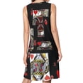 thumbnail image 2 of BLACK COLOR CASINO SUITES HEARTS PATTERNS Spring Summer Dresses for Women Fashion T-shirt Dress Casual Sleeveless Loose Sundress with Pockets, 2 of 5