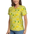 thumbnail image 2 of Honeii Bright Lemons Print Women's Classic V-Neck T-Shirt,Womens Fashion Tops,Stylish Everyday Top for Women, Casual Summer Spring Outfits Clothes-XX-Large, 2 of 5