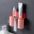 thumbnail image 3 of 2 Pcs Free Punching Wall Hanging Toothbrush Toothpaste Cup Hanging Holder Bathroom, 3 of 10