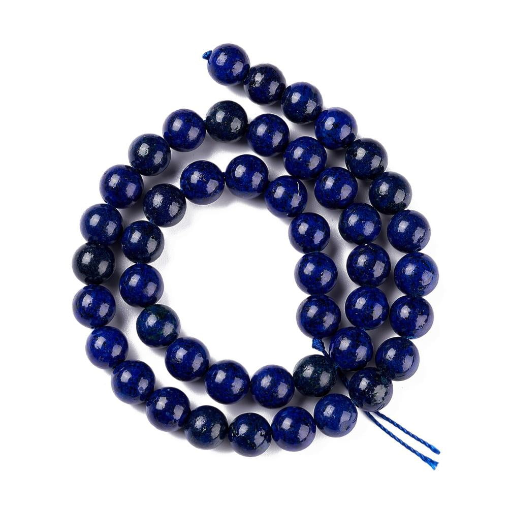 Natural Lazuli Round Beads Strands Dyed 8mm Hole: 1mm 46pcs/strand 15 inch