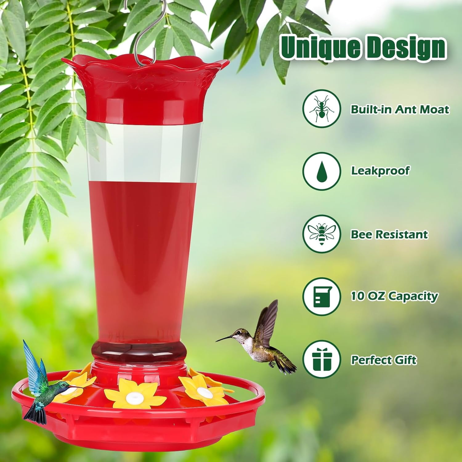 75 Inch Bird Feeder Pole with 10 OZ Hummingbird Feeders, 2 Pack