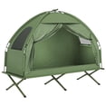 thumbnail image 1 of Ensemble Combiné de Tente de Camping Surélevée Extérieure Compacte, Pop-Up, Portable et Pliable, Vert Foncé, 1 of 7