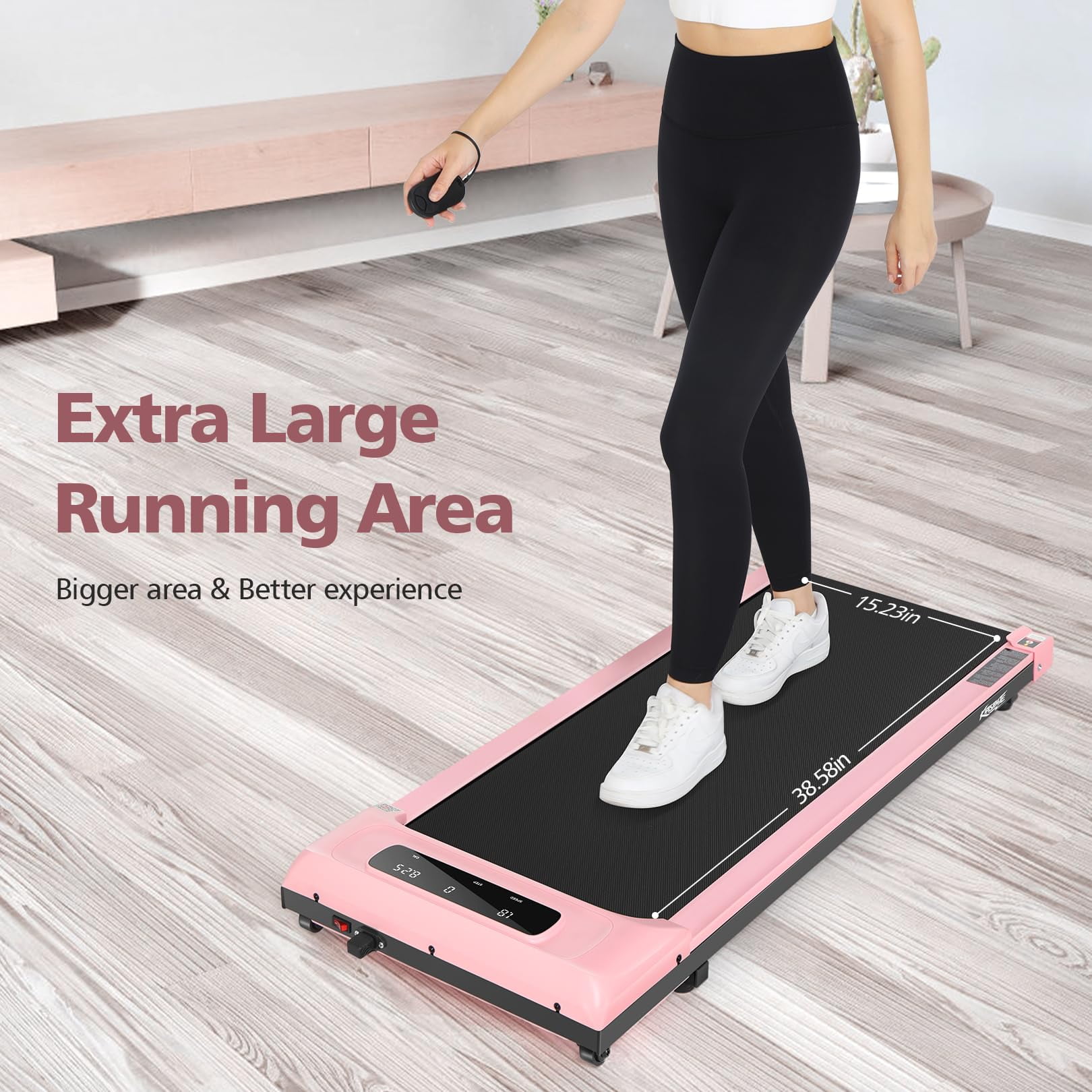KRISRATE Walking Pad Treadmill with LED Display, Under Desk Treadmill with APP & Remote Control, Portable Treadmills for Home Office with Quiete, Max 250lbs Weight Capacity & Installation-Free