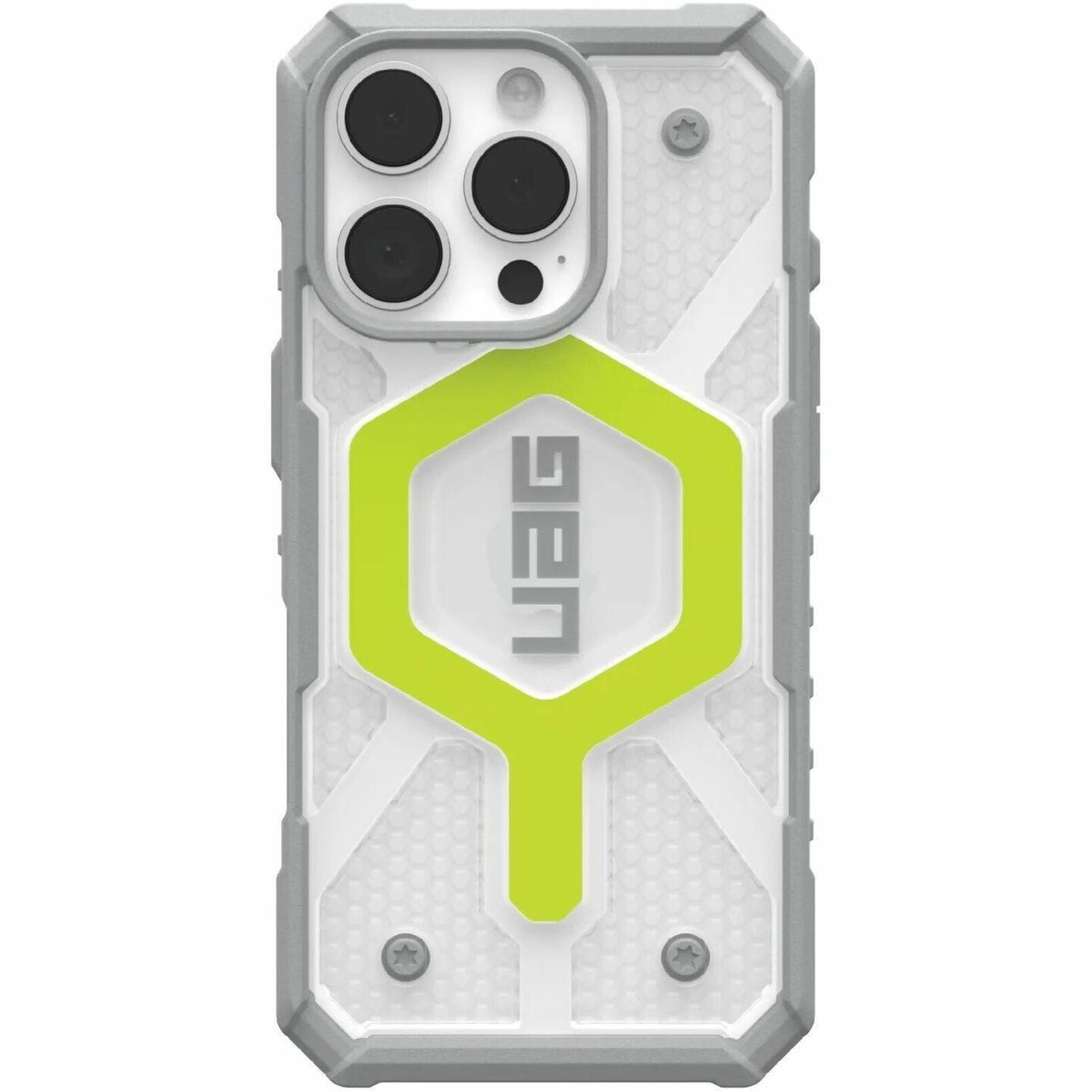 UAG iPhone 16 Pro Case 6.3" Pathfinder Clear - Compatible with MagSafe Charging Rugged Shockproof Anti-Slip Military Grade Protective Cover, Active Neon