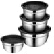 thumbnail image 2 of ColoMX 4 tazones para mezclar con tapas, apilables de acero inoxidable, de metal, multifuncionales, para ahorrar espacio, para hornear, cocinar, ensaladas, masa y preparación de cocina., 2 of 7