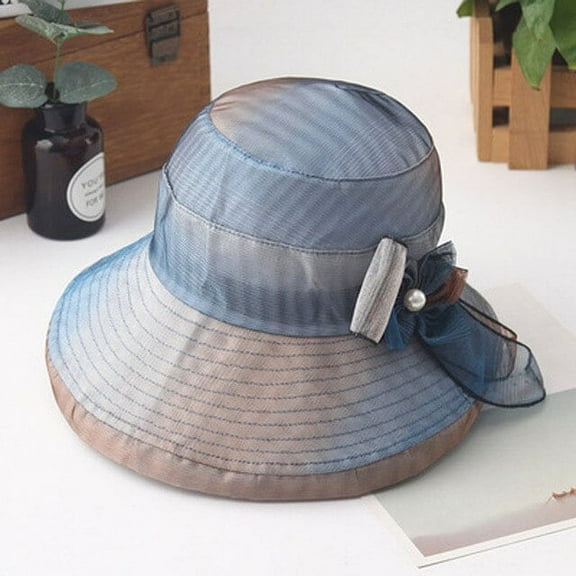 CoCopeaunt Hat Ladies Summer Cloth Hat Sun Hat Foldable Sunscreen Organza Fashion UV Sun Hat
