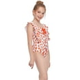 thumbnail image 6 of VERUGU Girls Swimsuit Kid Summer Cute 1-Piece Casual Beach Swimwear Ruffle Fashion Bow Print Toddler Split Bathing Suit Orange 8-10 Years, 6 of 8