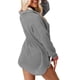thumbnail image 4 of Camisa con botones de punto tipo gofre, manga larga, diseño de bolsillo, dobladillo Irregular con arco, blusa holgada de gran tamaño para primavera y otoño, gris L, 4 of 6