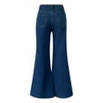 thumbnail image 5 of Women's High Waisted Dark Wash Flared Jeans Retro Wide Leg Denim, 5 of 8