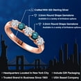 thumbnail image 2 of Gem Stone King 18K Rose Gold Plated Silver White Moissanite and Blue Diamond Wedding-Bands Ring for Women | 0.78 Cttw | Round 3.5MM | Gemstone Birthstone | Size 9, 2 of 7