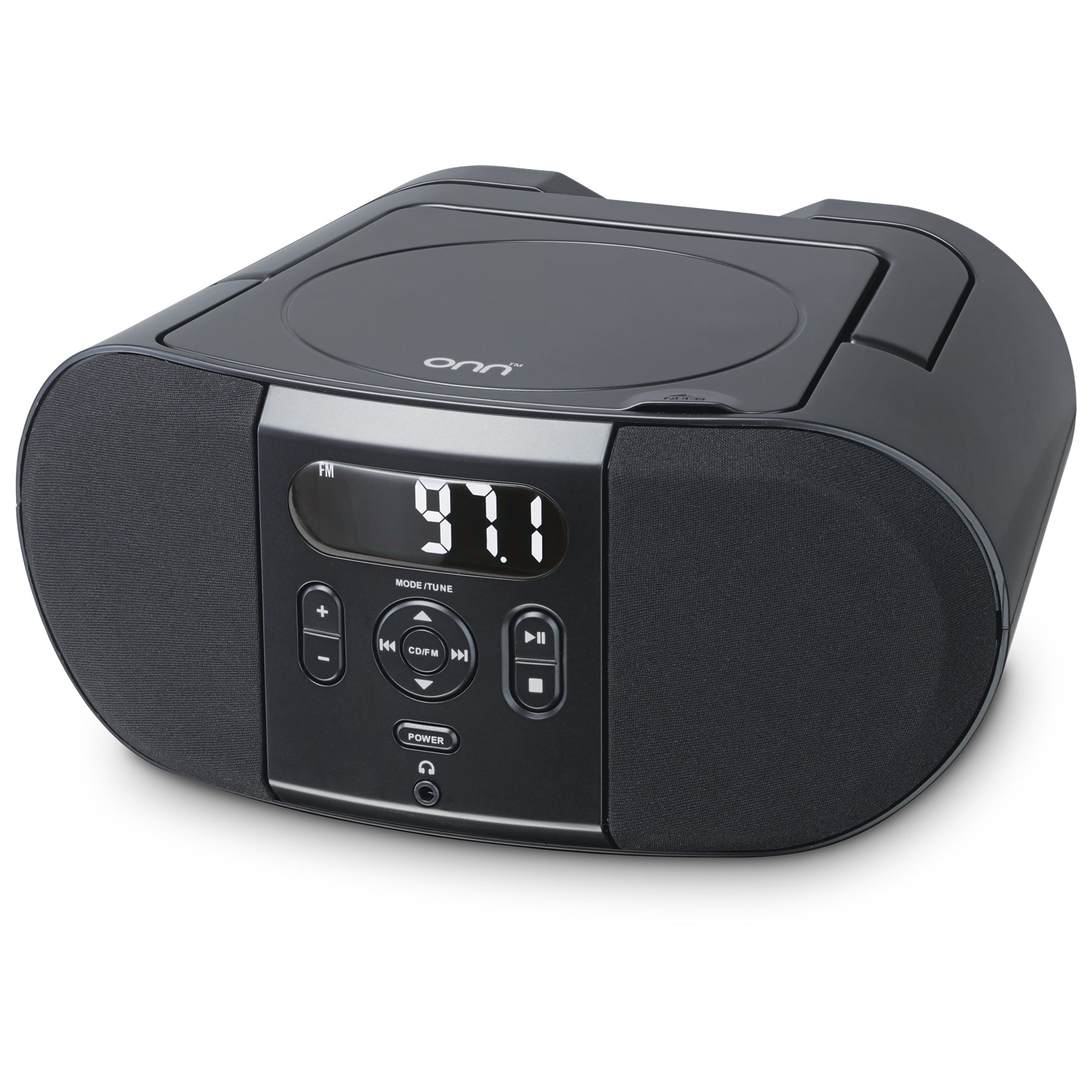 onn. Portable CD Player Boombox with Digital FM Radio