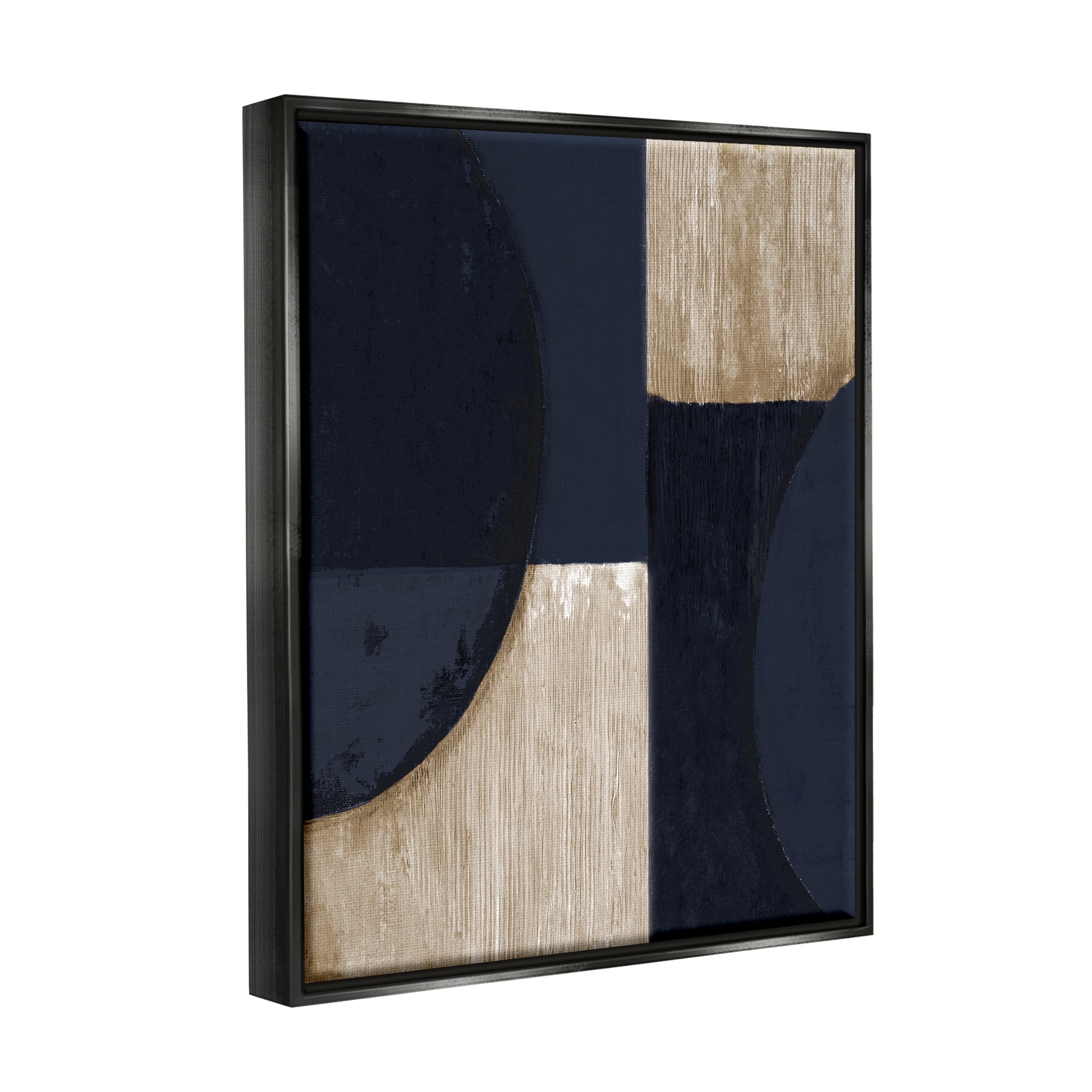 Stupell Industries Contemporary Dark Shapes Abstract Painting Black Floater Framed Canvas Art Print Wall Art, 25 x 31