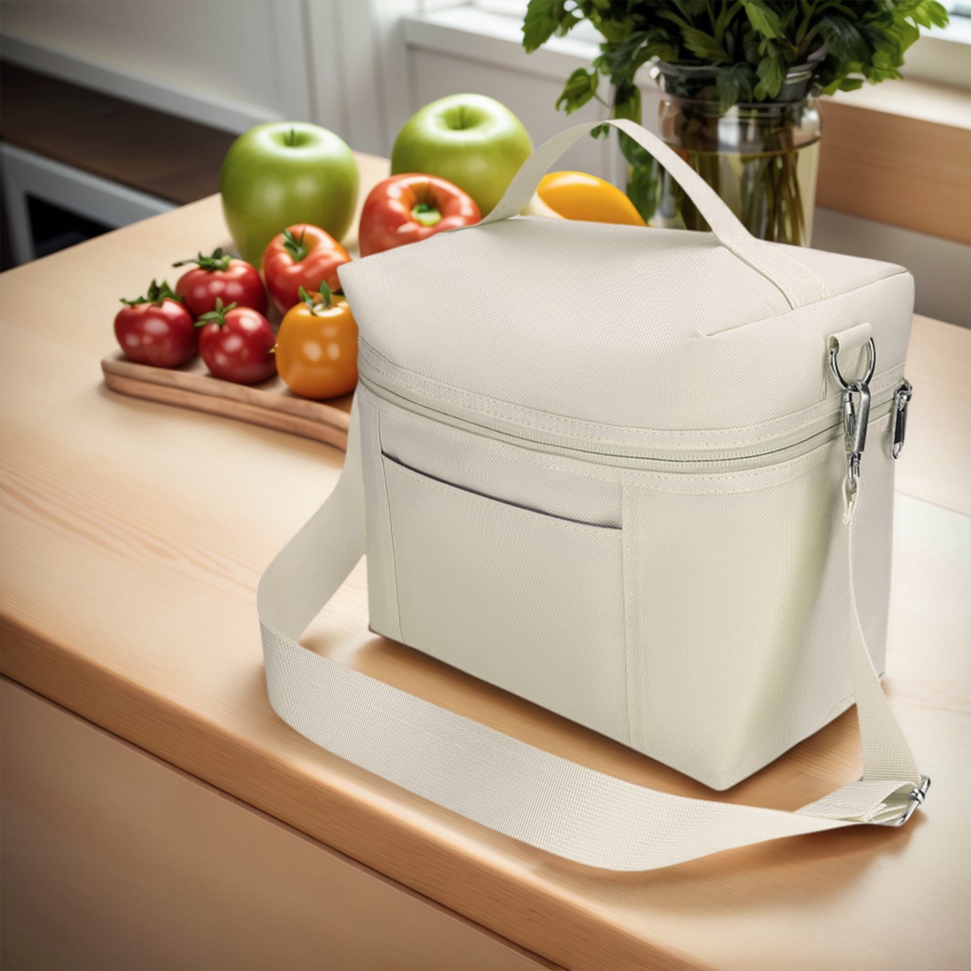 Unique Bargains Insulated Leakproof Lunch Bag for Work, Beach Beige