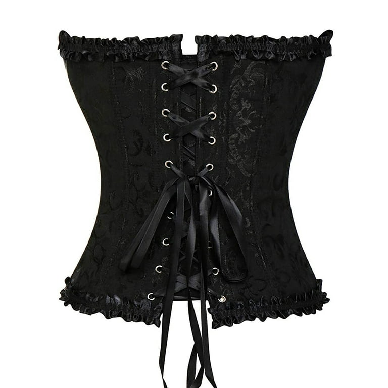 Miss Moly Brocade Overbust Corset for Women Plus Size Corset Top with  Zipper Sexy Lingerie Set Intimates Black Medium 