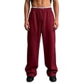 thumbnail image 6 of TKKCS Mens Wide Leg Sweatpants- Elastic Drawstring Waist Loose Fit Casual Lounge Soft Knit Straight Pants with Pockets Wine Size S, 6 of 6