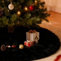 Gynky 48" Christmas Tree Skirt, Luxury Soft Ultra Plush Toscana Fabric Holiday Tree Base Cover Faux Fur Xmas Tree Mat Decorations Home Décor, Black