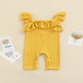 thumbnail image 4 of Infant Baby Sleeveless Romper  Cute Solid Color Ruffle Strap Cable Knit Snap Leg Jumpsuit, 4 of 7