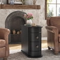 thumbnail image 5 of Finmind Solid Wood End Table Set of 2, 2-Drawer, Fully Assembled, Black, 5 of 8
