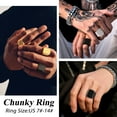 thumbnail image 5 of Bestyle Gold Plated Signet Ring for Men Chunky Stackable Band Ring Stainless Steel Biker Statement Ring Father Day Christmas Gift, Size 7, 5 of 8