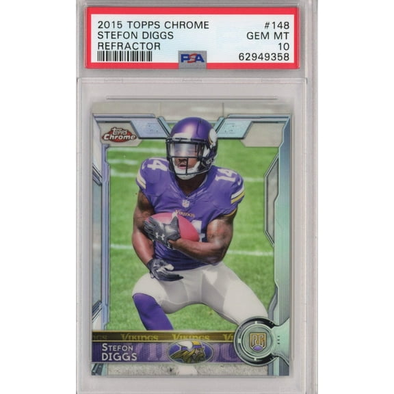 Graded 2015 Topps Chrome Stefon Diggs #148 Refractor Rookie RC Football Card PSA 10 Gem Mint