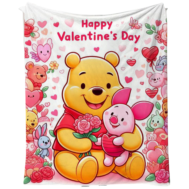 Manta SANMU de franela suave, estilo anime, Pooh Bear Piglet, 300 g