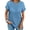 B-Light Blue, variant on UVN Summer Blouses for Women Short Sleeve Crewneck Dressy Shirts Ladies Casual Waffle Knit Hollow Out Tunic Tops