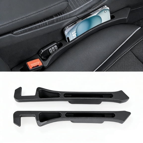 Car Seat Gap Filler 2-Pack, No-Drop Console Side Organizer with Phone Holder, Universal Fit for Cars, SUVs & Trucks