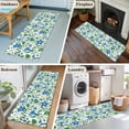 thumbnail image 6 of Summer Blue Flower Washable Runner Rugs 2'x6', Country Watercolor Floral Green Leaf Low Pile Throw Entryway Rug Non-Slip Sturdy Edge Binding Carpet for Indoor Bedside Entrance Bedside, 6 of 9