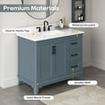 thumbnail image 5 of Deluxe Living 43" Bathroom Vanity with Marble Top, Fully-Assembled vanity with Ceramic Sink,Solid Wood Frame, Steel Blue, 5 of 7
