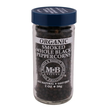 Morton & Bassett Organic Smoked Whole Black Peppercorns, 2 oz – Single Spice