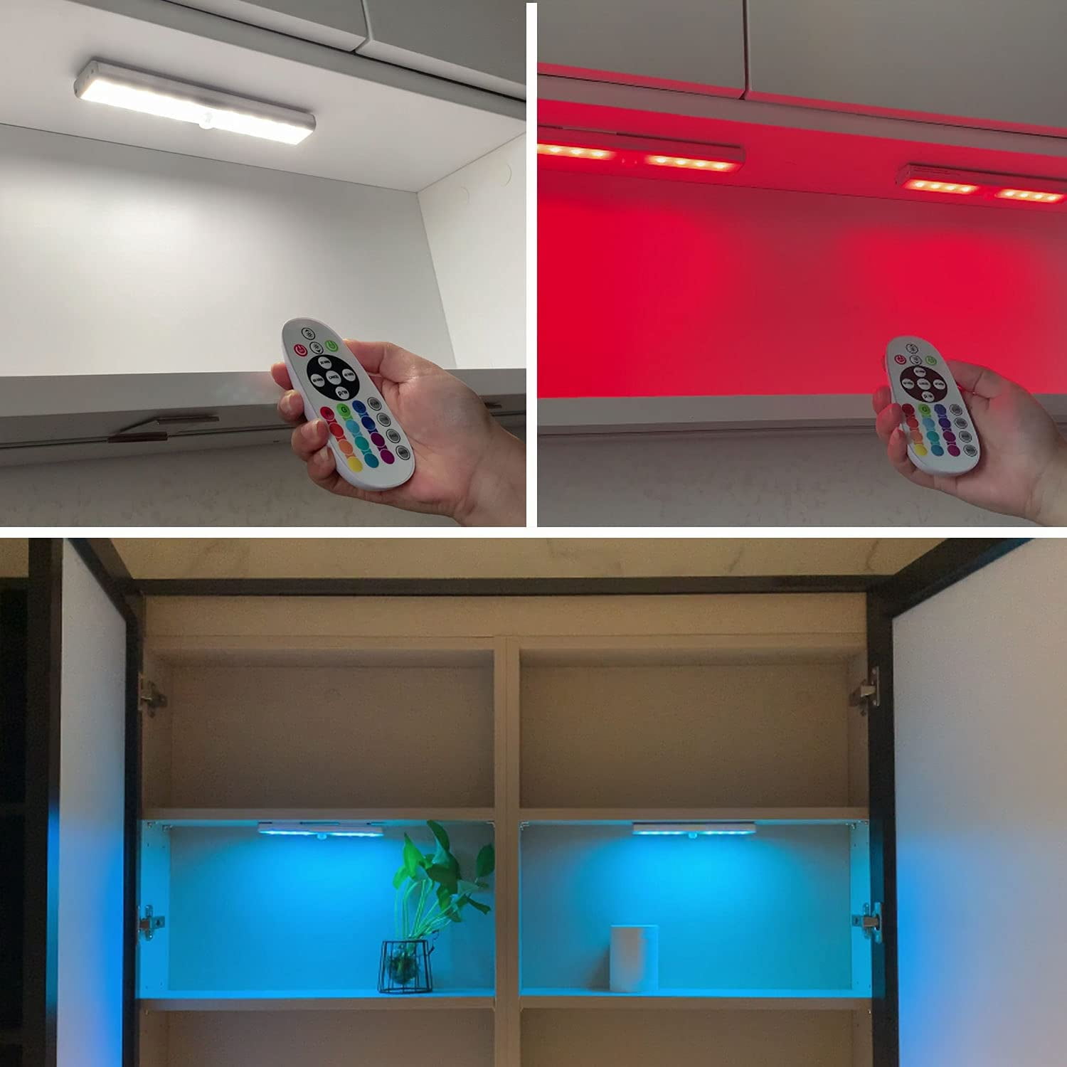 Under Cabinet Lights Wireless, 48-LED Under Cabinet Lighting Rechargeable, Closet Light with Timer & Dimmable, Under Counter Lights for Kitchen Shelf Pantry Desk (4 Packs)