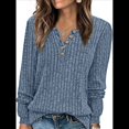 thumbnail image 1 of Suéter para Mujer, Camisetas Henley de Larga, Túnicas para Usar con Leggings, Suéteres de Cuello Redondo A . Azul L, 1 of 8