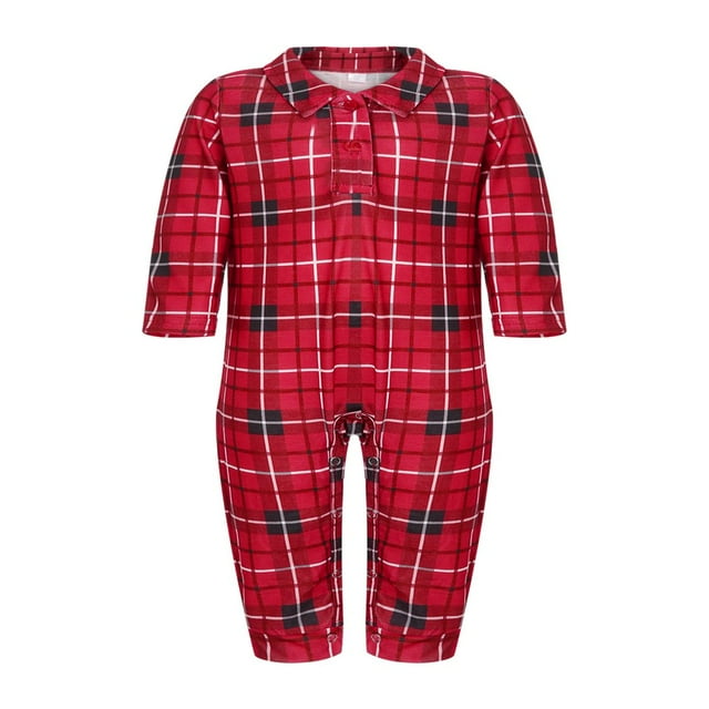 Ensemble de Pyjamas de Noël Assortis pour la Famille Imprimé à Carreaux Rouges Vêtements de Nuit pour Hommes Femmes Enfants Bébé Chien