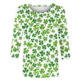thumbnail image 5 of St. Patrick's Day T-Shirt for Women Shamrock Graphic Print Crewneck 3/4 Sleeve Festive Holiday Party Top Casual Relaxed Fit Clothes, 5 of 6