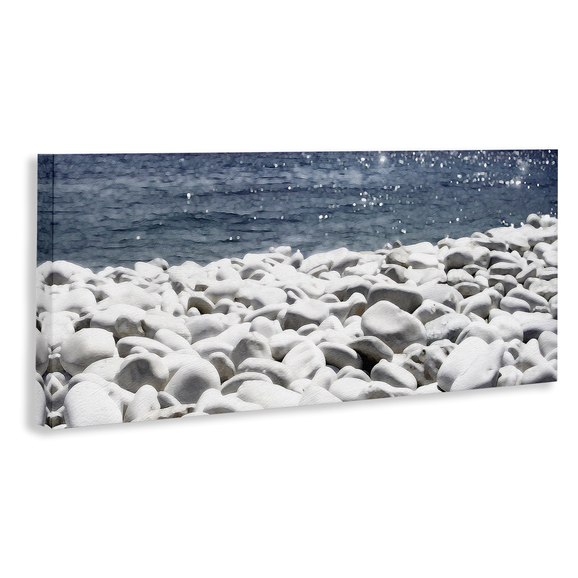 Stupell Industries Greek Pebbles Shore Landscape & Nature Photography Wrapped Canvas Art Print Wall Art, 30 x 13