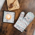 thumbnail image 5 of Multicolor Triangular Geometric Boho Pattern Kitchen Oven Mitt and Pot Holder Sets 2 Pcs for Baking, Cooking and Grilling, Heat Resistant Up To 392 °F, 5 of 7
