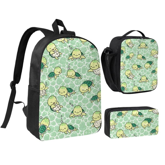 Sea Turtle Backpack Set 3pc ，Backpack with Lunch Bag and Bag 17 Inch