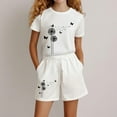 thumbnail image 2 of Byoo Girls Dandelion Butterfly Print Outfit Set Short Sleeve Round Neck Tee Shirt Shorts Cloth Set Comfortable Sets, 2 of 4