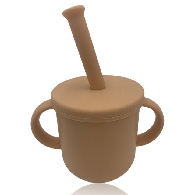Vaso de silicona para bebé: asas con agarre y tapas extraíbles para la transición de vasos para sorber a vasos normales