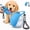 Blue plastic, variant on Portable Dog Water Bottle, Plastic Travel Dog Water Bottle with Foldable Silicone Bowl, Leak-Proof Pet Bottle for Water & Food, Water Dispenser for Dogs Walking Hiking Camping