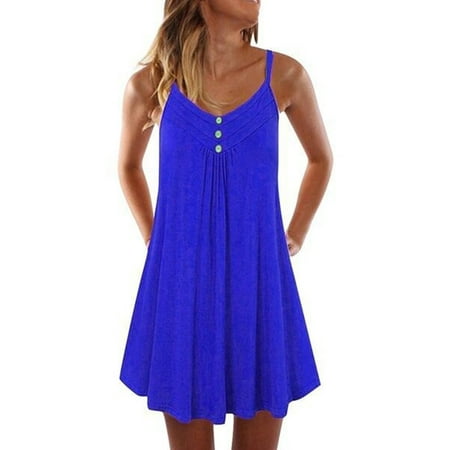

Avamo Women Sleeveless Pajamas Dress Summer Casual Solid Color Nightgown Night Shirt Sleepwear Nightwear