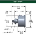 thumbnail image 3 of NOSHOK Pressure Gauge, 1.5" 304SS Case, Copper Alloy Internals, 15 psi/kPa, 1/8 NPT Male Back Conn, Glycerin Filled Gauge, 3 of 4