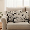 thumbnail image 2 of Vintage Spring Flowers Pillow Covers 2 Pack Black Bird Peaches Flower Water Ink Painting Pillowcase Waterproof Outdoor Throw Pillow Cover for Patio Balcony Rectangular Cushion 20”x12”, 2 of 9